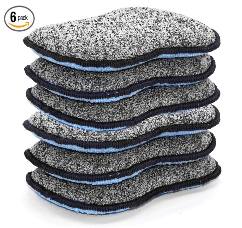 SCRUBIT Multi-Purpose Scrub Sponges for Kitchen by Scrub- it - Non-Scratch Microfiber Sponge Along with Heavy Duty Scouring Power - Effortless Cleaning of Dishes, Pots and Pans All at Once(6 Pack, Large) - Image 2